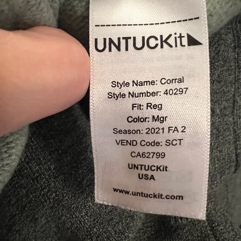UNTUCKit Men’s Sage Green 1/4 Zip Pullover Sweatshirt Sweater - Picture 8 of 10